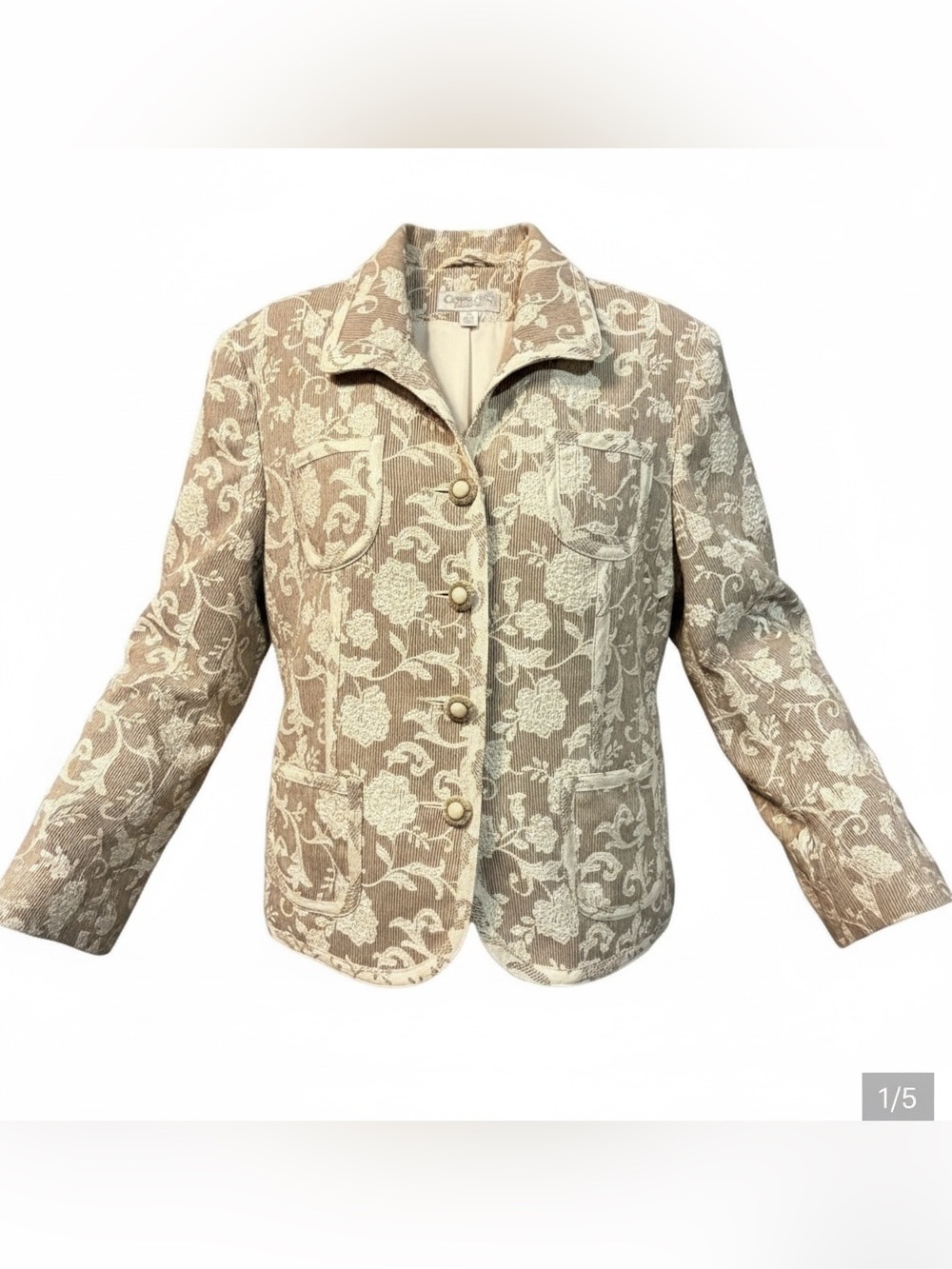 Corded Cream Floral Blazer Jacket